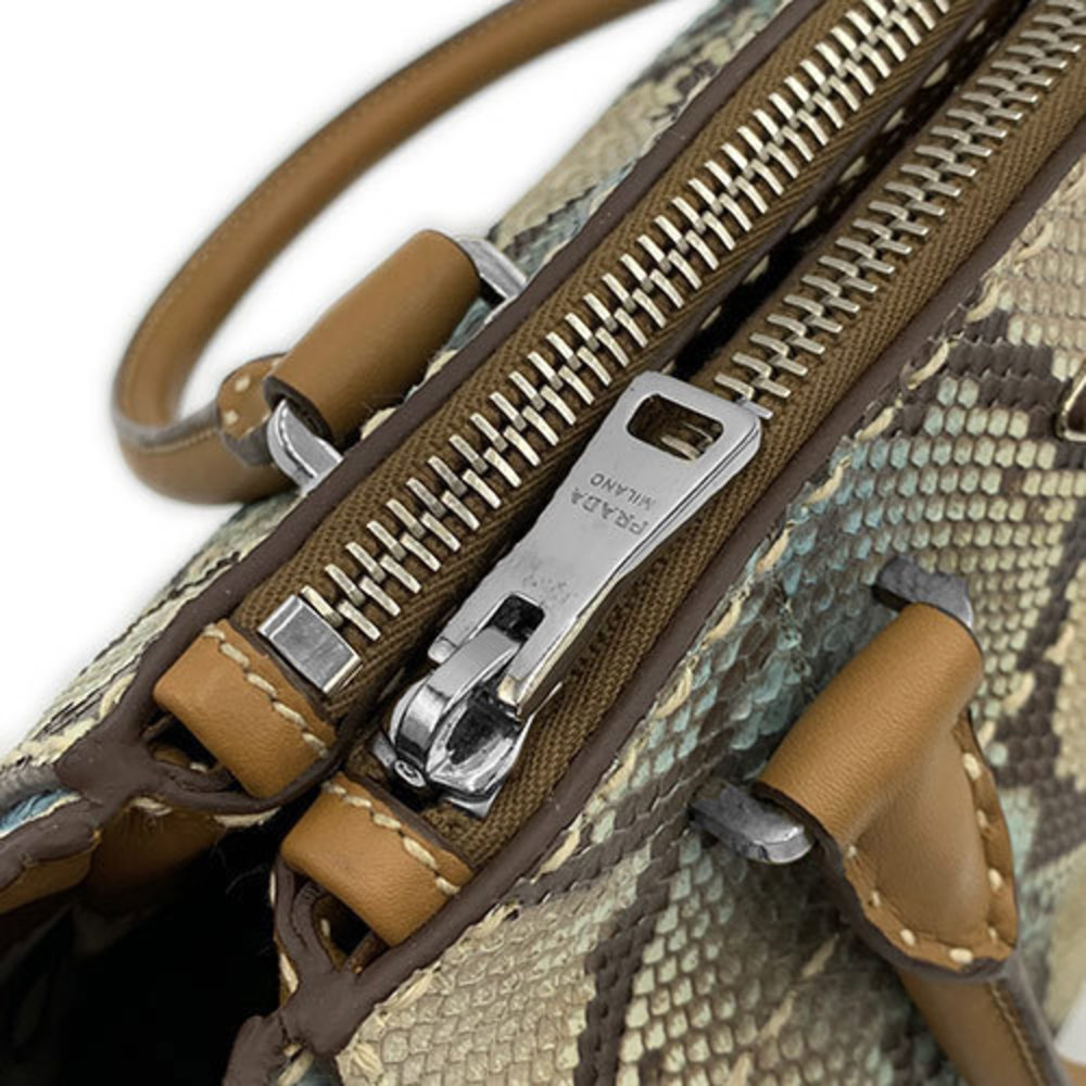 Prada Python Leather 2way Handbag Shoulder Brown … - image 8